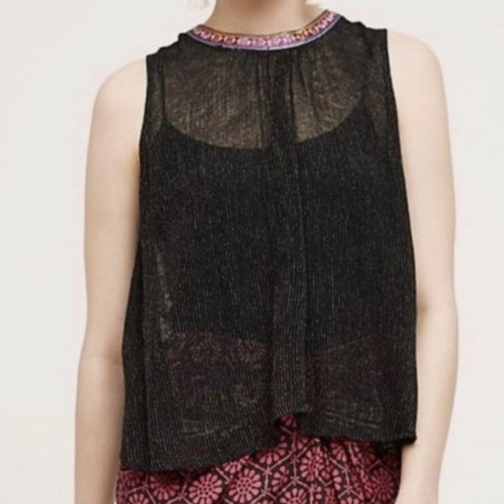 Anthropologie Eri + Ali XS Merletta Tank Top Open Back Tassel Style NWT Size Med
